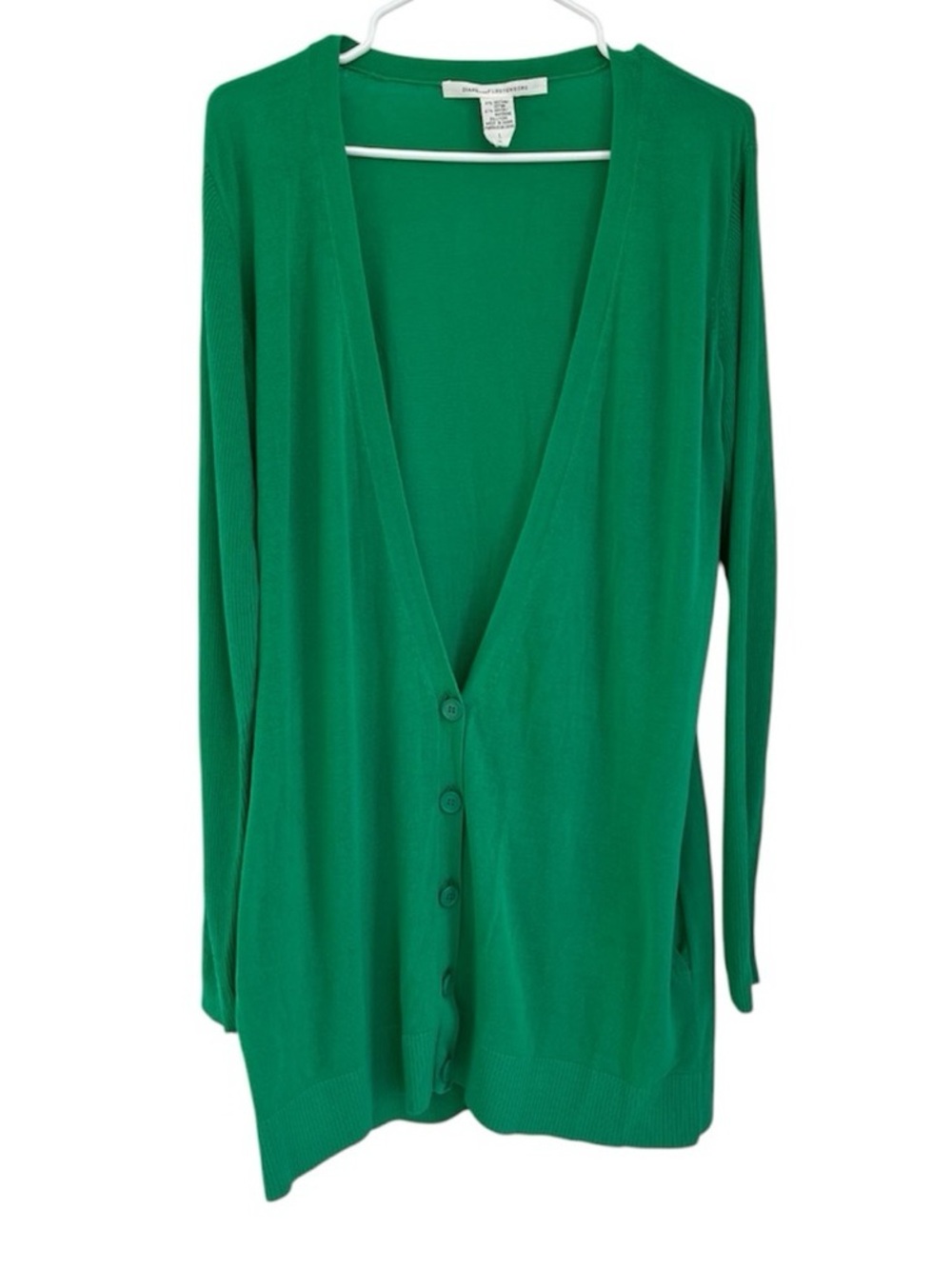 Kelly Green Lightweight V-Neck Button Cardigan size S